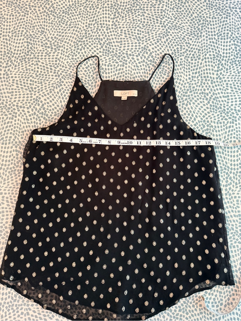 LOFT Black Metallic Gold Dot V-Neck Camisole Tank Top MP - Picture 5 of 9